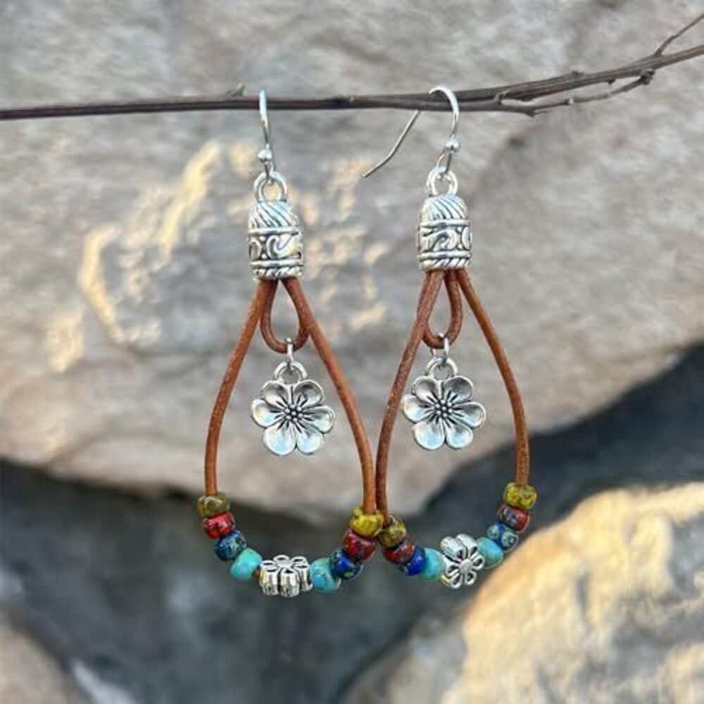 3447 Boho Earrings ,Handmade Vintage Dangle Drop Earring,Western Country - Picture 5 of 7